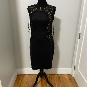 NWT Tadashi Shoji Monarch Cocktail Dress Plus SZ 1x in Black and Nude MSRP $348